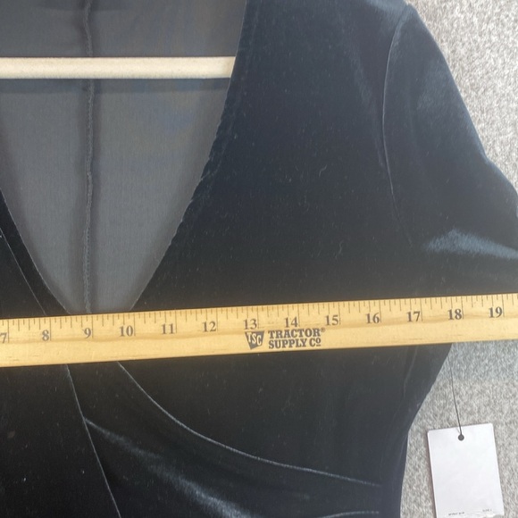 Intempo velvet midi dress L cocktail party date night LBD mob wife bodycon goth - Picture 3 of 8